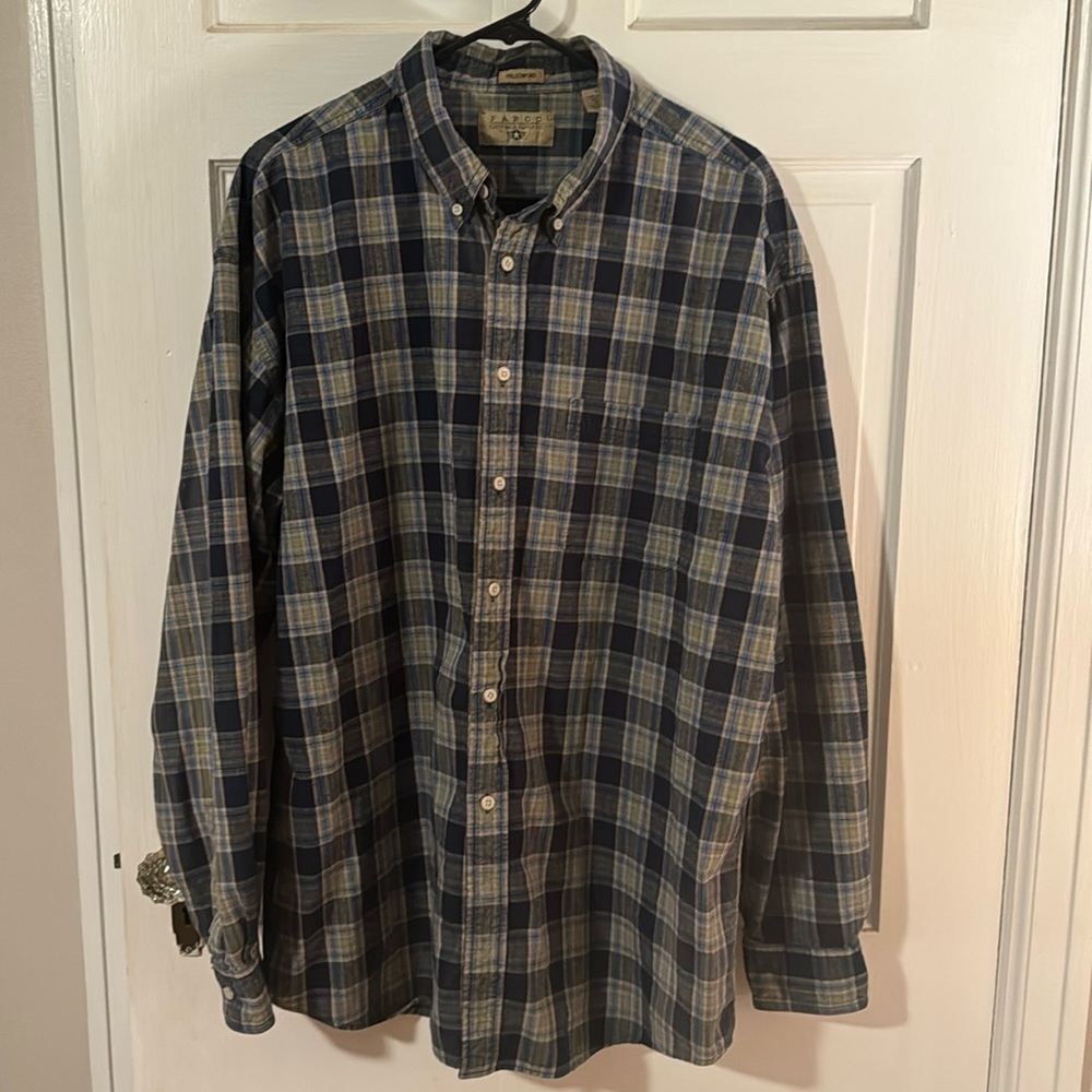 Fargo Clothing & Supply Co. Men's Cotton Long Sleeve Plaid Navy/Tan Size XL